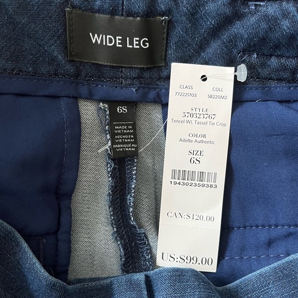 White House black market Women's Blue Floral tencel wide legs pants size 6S - Picture 7 of 8